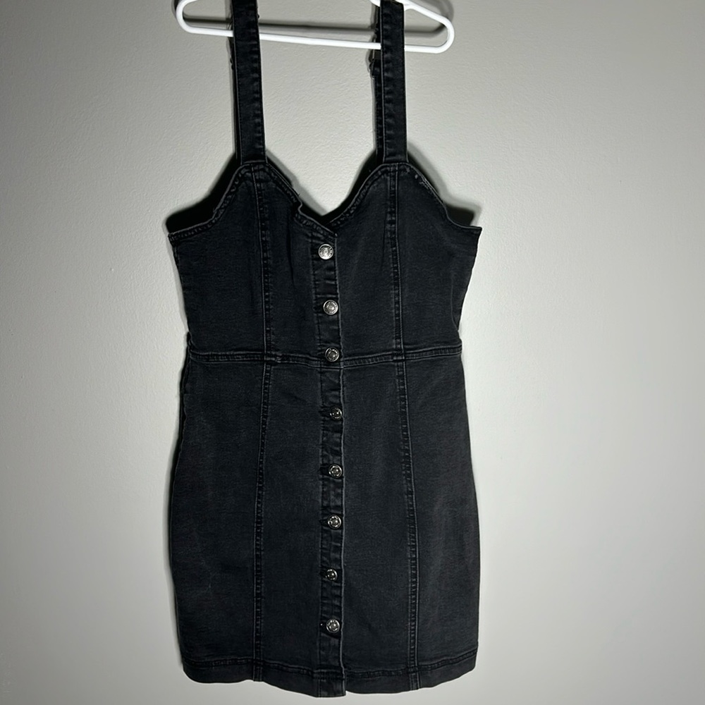 Black denim mini dress